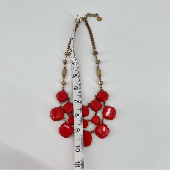 J. Crew Olivia Bib Necklace Statement Faceted Epoxy Orange Gold Preppy - Picture 8 of 12